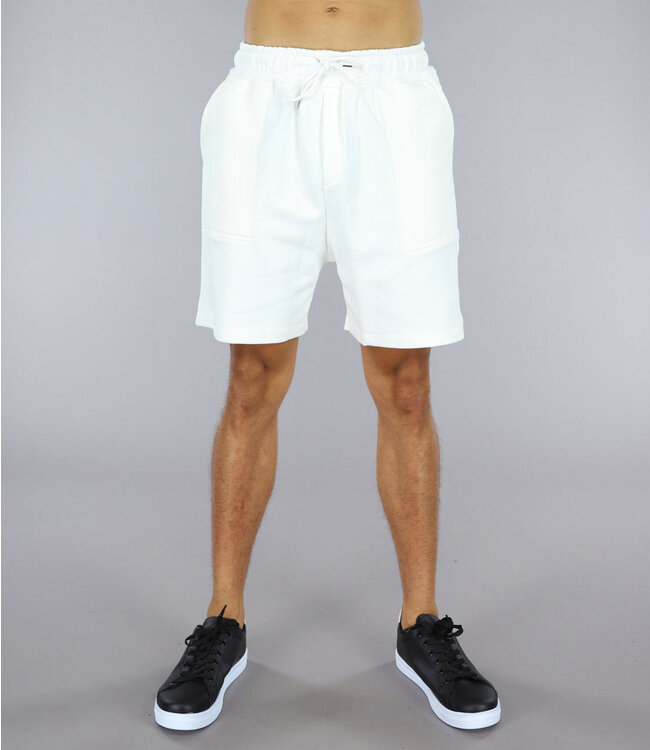 Witte Joggingshort met Steekzakken