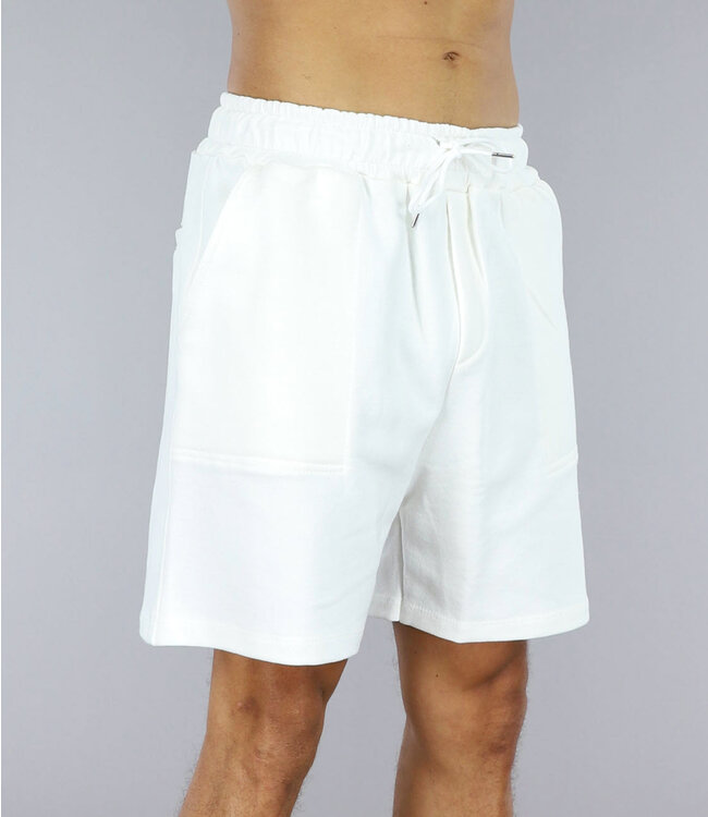 !SALE50 Witte Joggingshort met Steekzakken