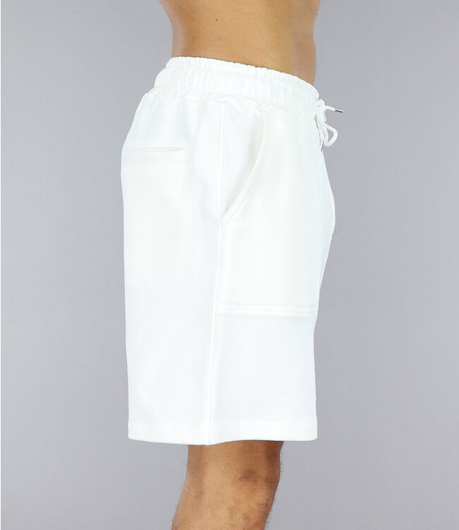 !SALE50 Witte Joggingshort met Steekzakken