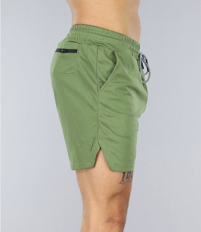 Groene Sportieve Short met Steekzakken