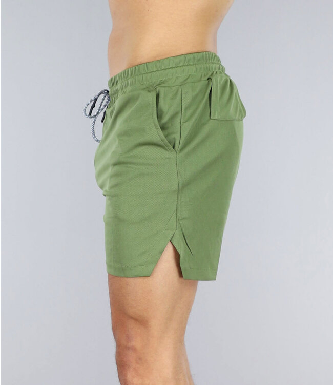 Groene Sportieve Short met Steekzakken