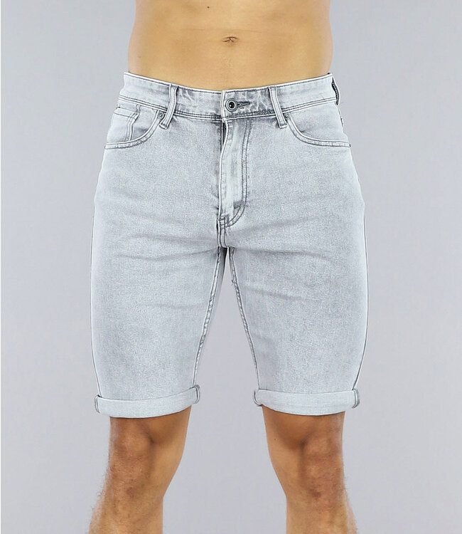 !OP=OP Grijze Heren Jeans Short met Lichte Wassing