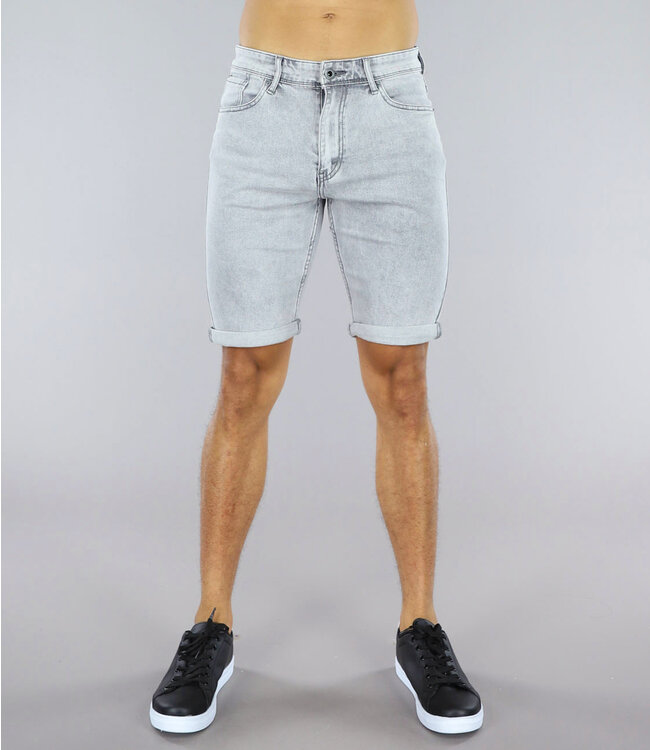 !OP=OP Grijze Heren Jeans Short met Lichte Wassing