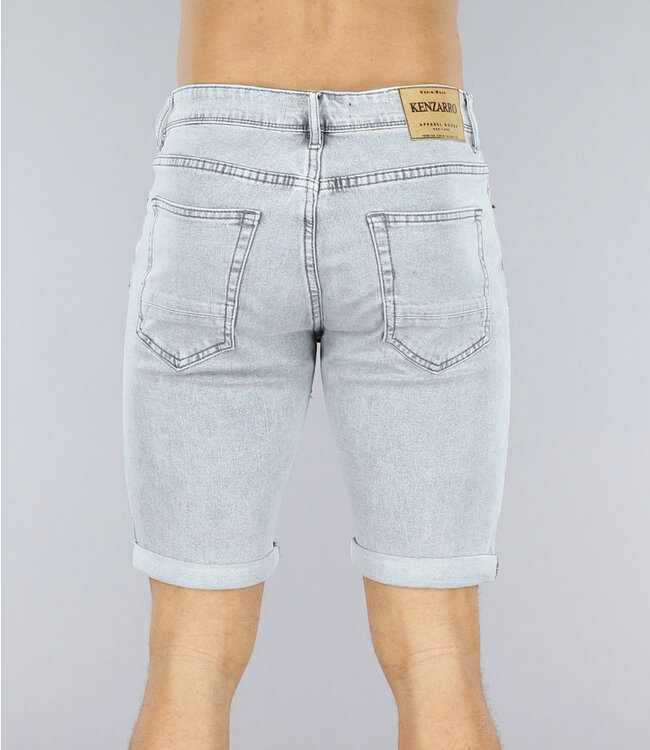 !OP=OP Grijze Heren Jeans Short met Lichte Wassing