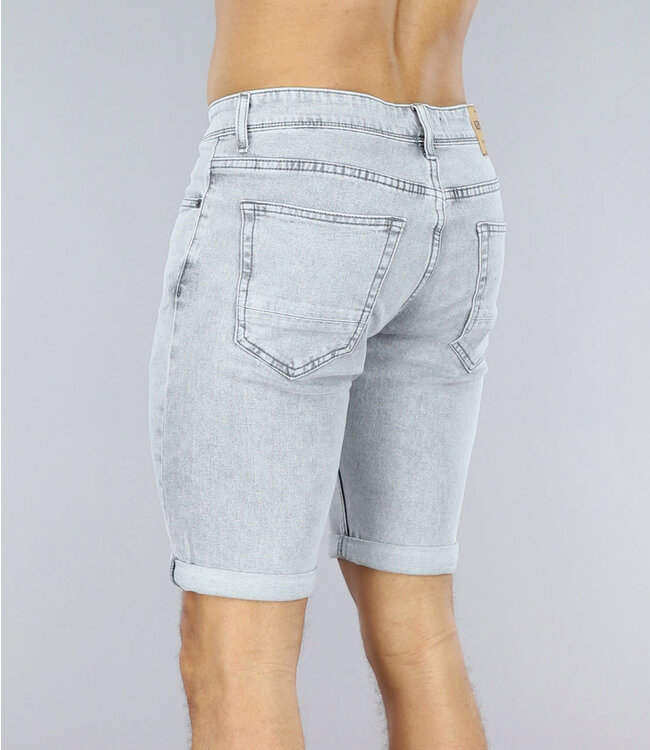 !OP=OP Grijze Heren Jeans Short met Lichte Wassing