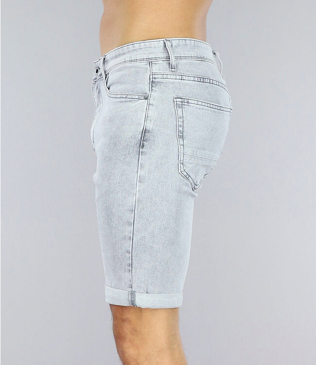 !OP=OP Grijze Heren Jeans Short met Lichte Wassing