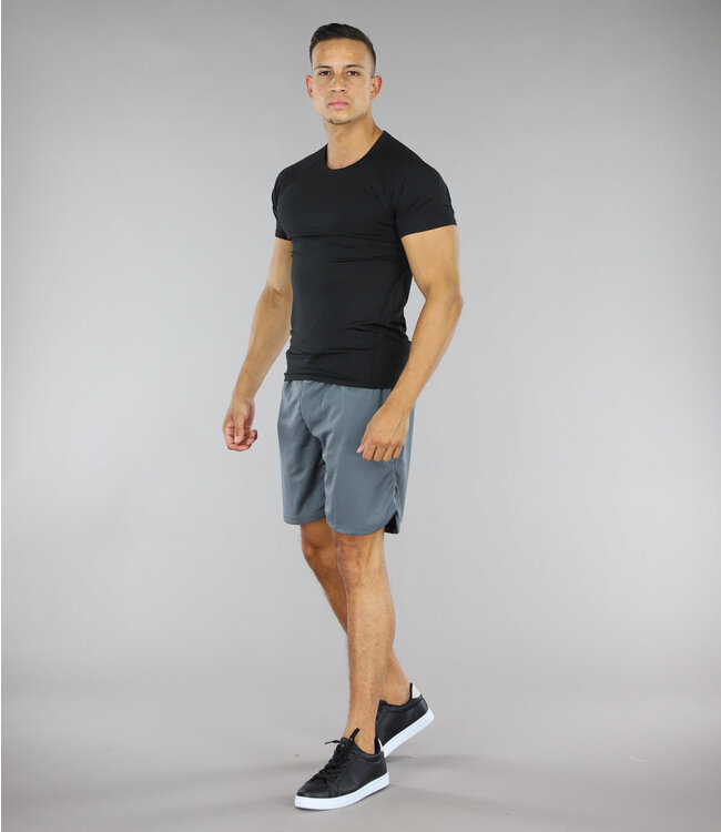 Zwart Aansluitend Heren Sport T-Shirt