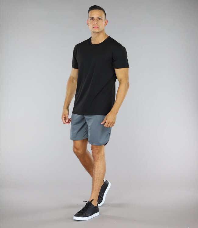 Zwart Elastisch Heren Sport T-Shirt