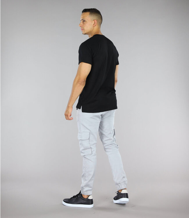 Luchtig Heren T-Shirt met Knoopjes en Ribstof Mouwen