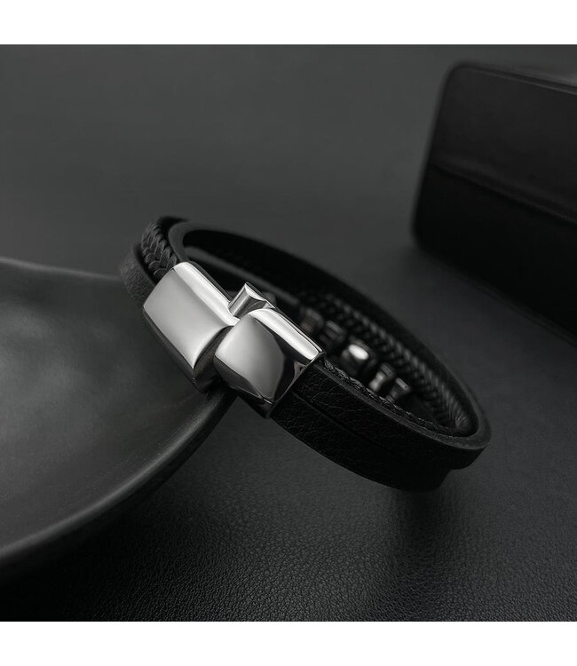 Zwarte Stainless Heren Armband met Stier Bedel