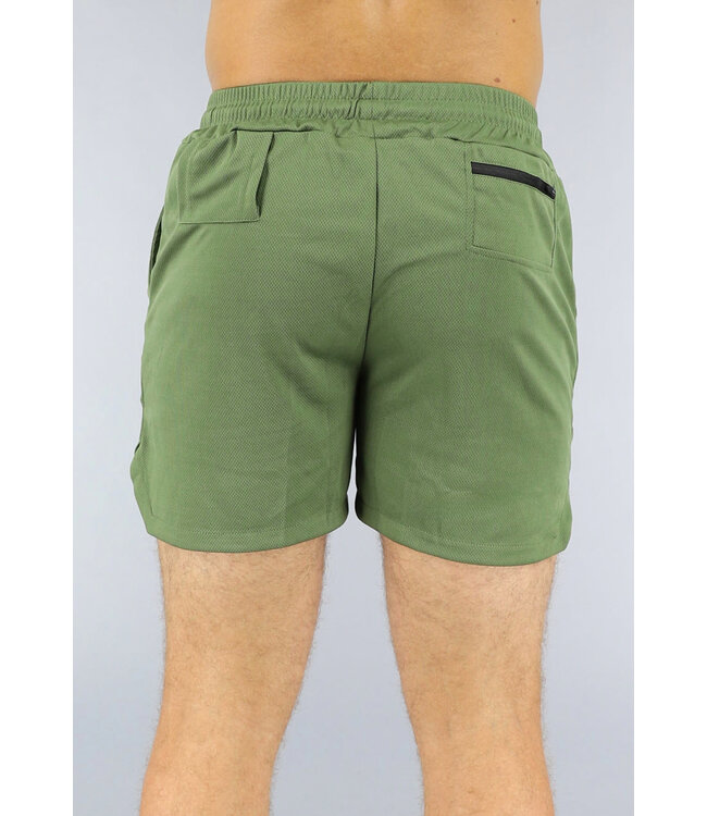Groene Sportieve Short met Steekzakken