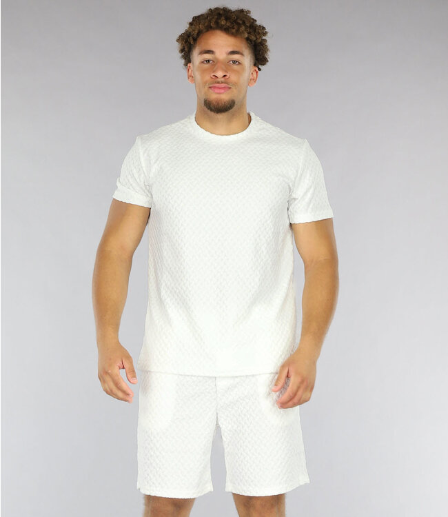 Witte Kabelpatroon Heren Two Piece