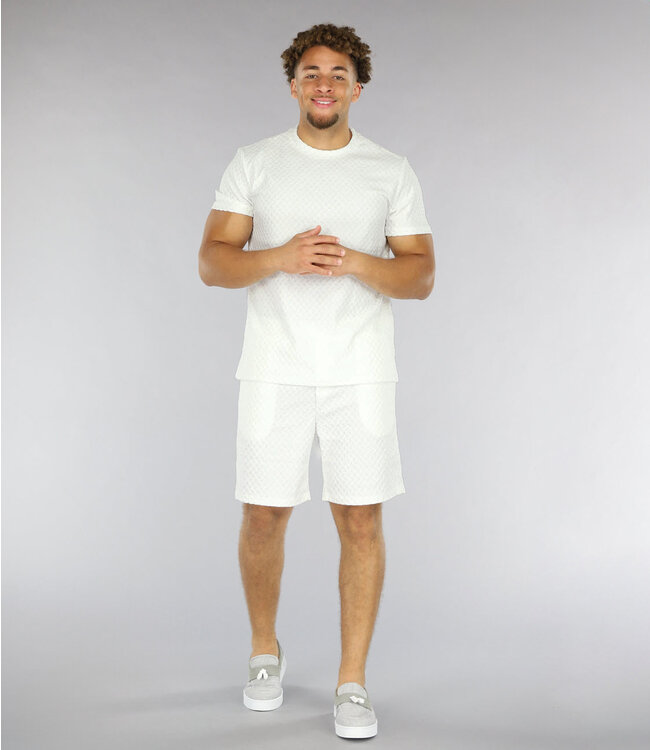 Witte Kabelpatroon Heren Two Piece