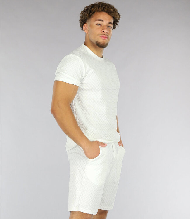 Witte Kabelpatroon Heren Two Piece