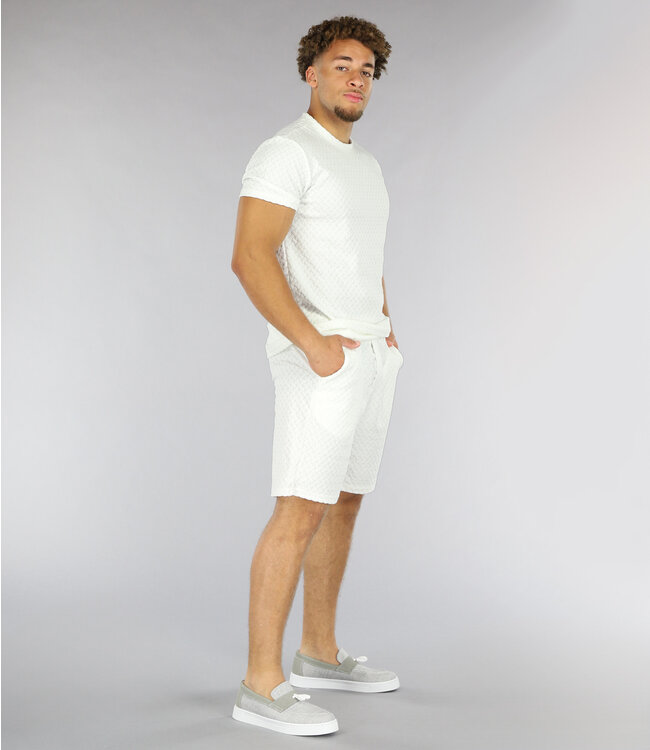 Witte Kabelpatroon Heren Two Piece