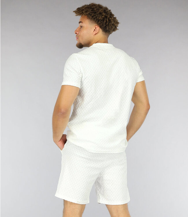 Witte Kabelpatroon Heren Two Piece