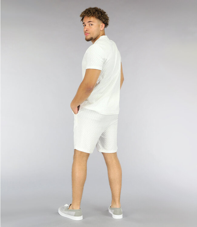 Witte Kabelpatroon Heren Two Piece