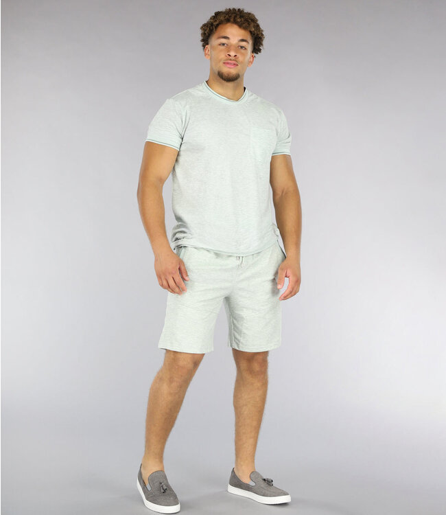 Licht Groene Heren Short Set met Borstzakje