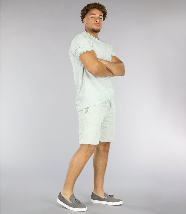 Licht Groene Heren Short Set met Borstzakje