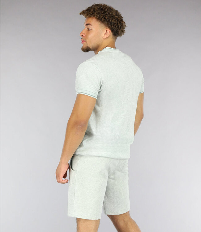 Licht Groene Heren Short Set met Borstzakje