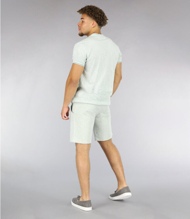 Licht Groene Heren Short Set met Borstzakje