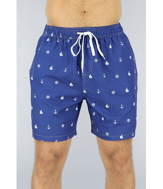 Blauwe Heren Zwembroek met Marine Print