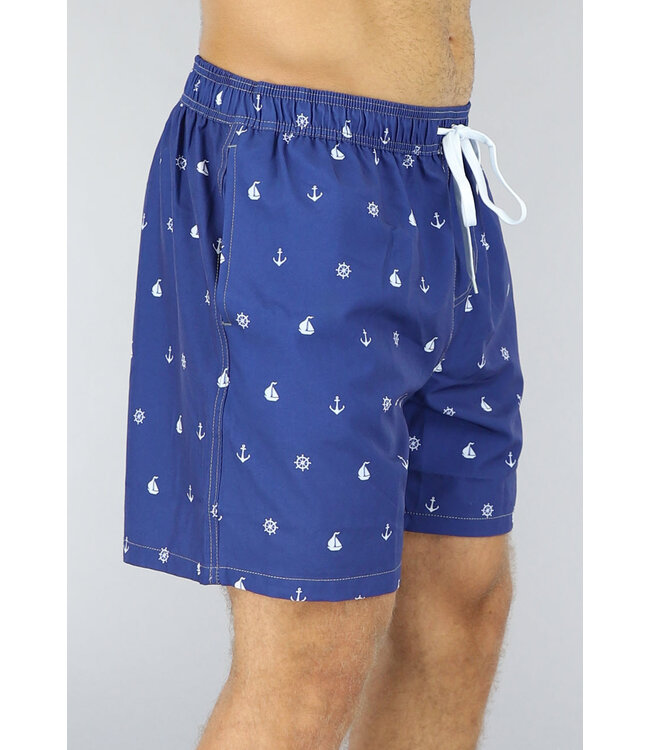 Blauwe Heren Zwembroek met Marine Print