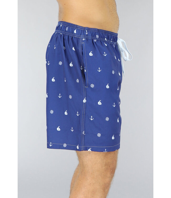 Blauwe Heren Zwembroek met Marine Print