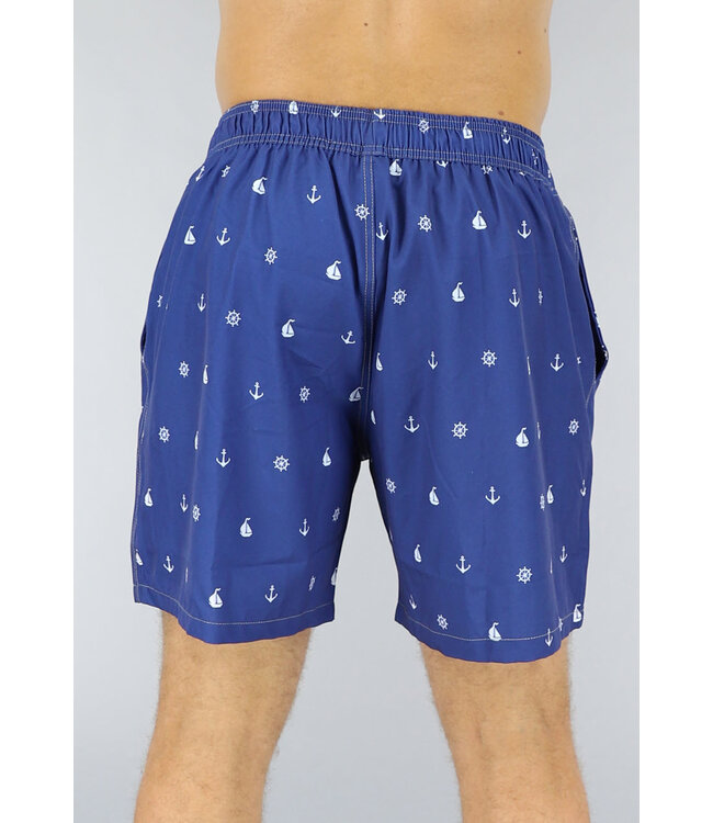 Blauwe Heren Zwembroek met Marine Print