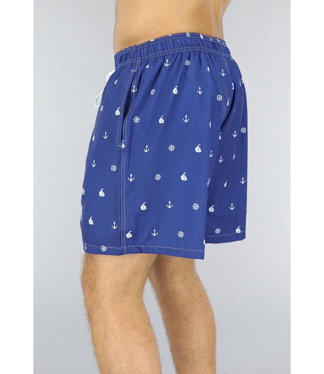 Blauwe Heren Zwembroek met Marine Print