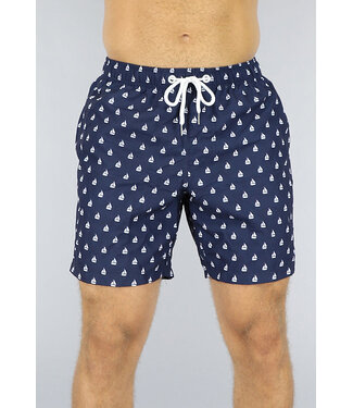 !SALE50 Navy Heren Zwembroek met Bootjes