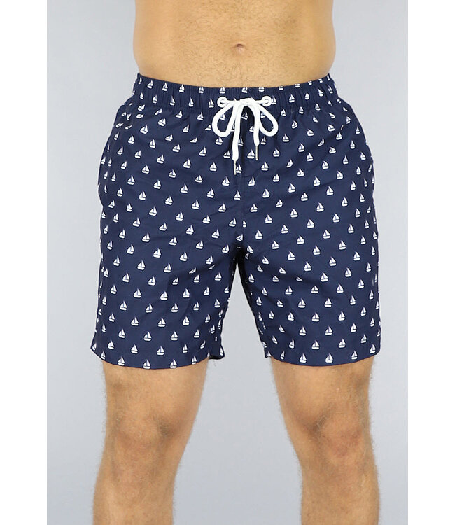 Navy Heren Zwembroek met Bootjes