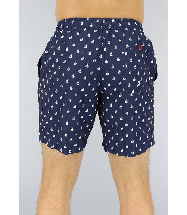 !SALE50 Navy Heren Zwembroek met Bootjes