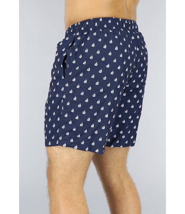 !SALE50 Navy Heren Zwembroek met Bootjes