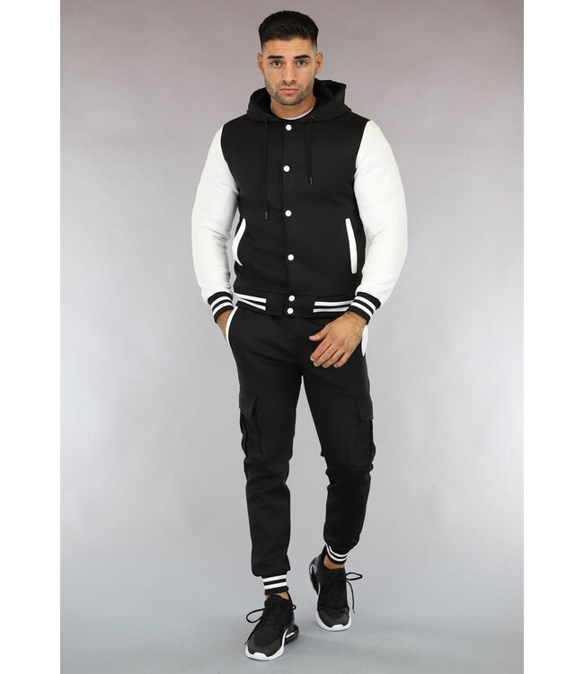 Zwart/Witte Heren Bomber Two Piece