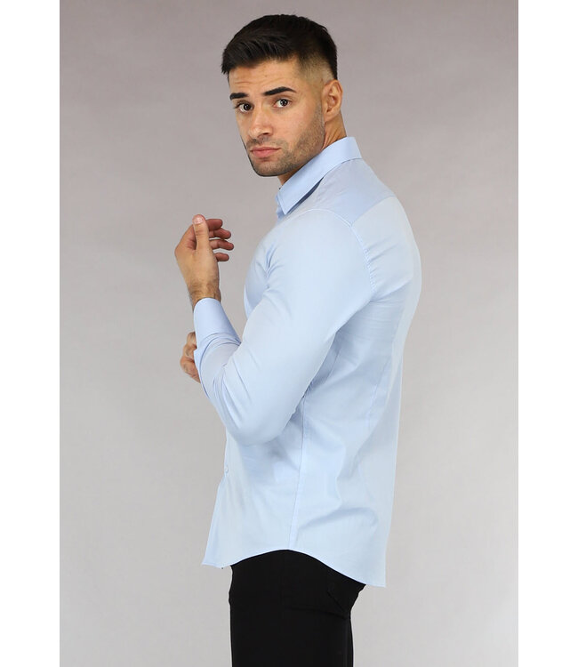 Lichtblauw Casual Slim Fit  Heren Overhemd