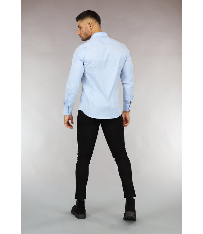 Lichtblauw Casual Slim Fit  Heren Overhemd