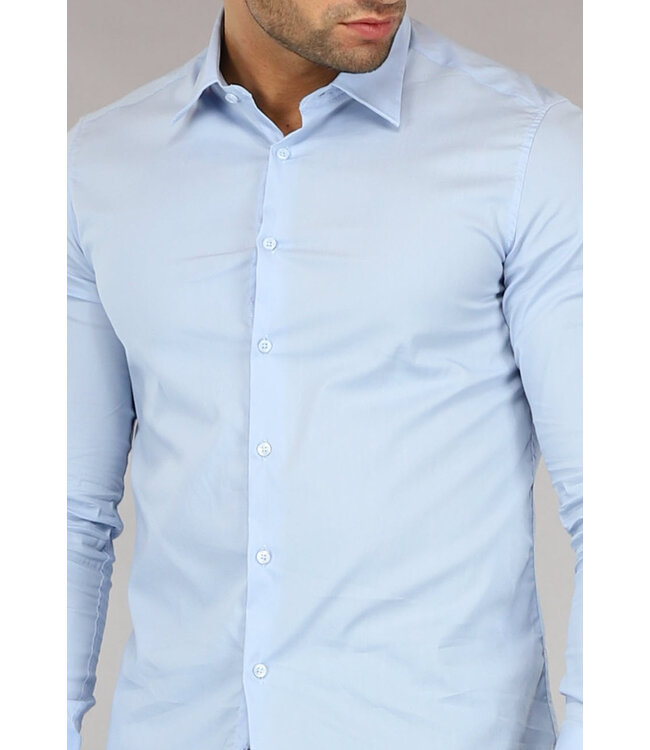 NEW0610 Lichtblauw Casual Slim Fit  Heren Overhemd