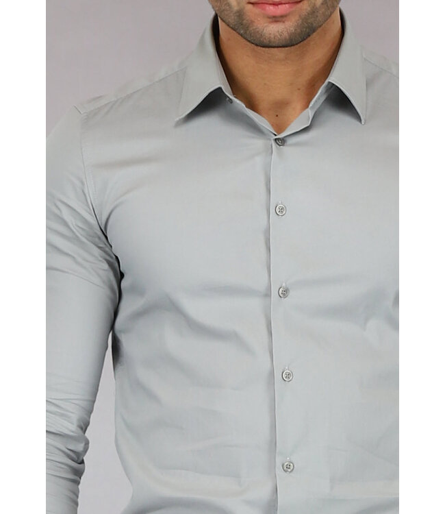 Grijs Casual Slim Fit  Heren Overhemd