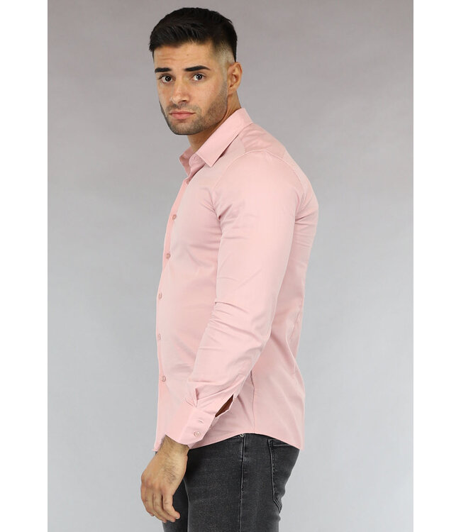 Lichtroze Longsleeve Slim Fit  Heren Overhemd