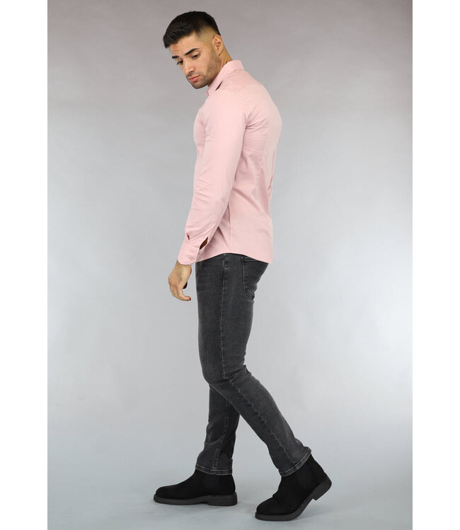 NEW0610 Lichtroze Longsleeve Slim Fit  Heren Overhemd