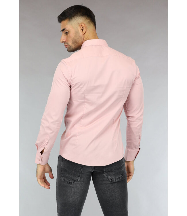 NEW0610 Lichtroze Longsleeve Slim Fit  Heren Overhemd