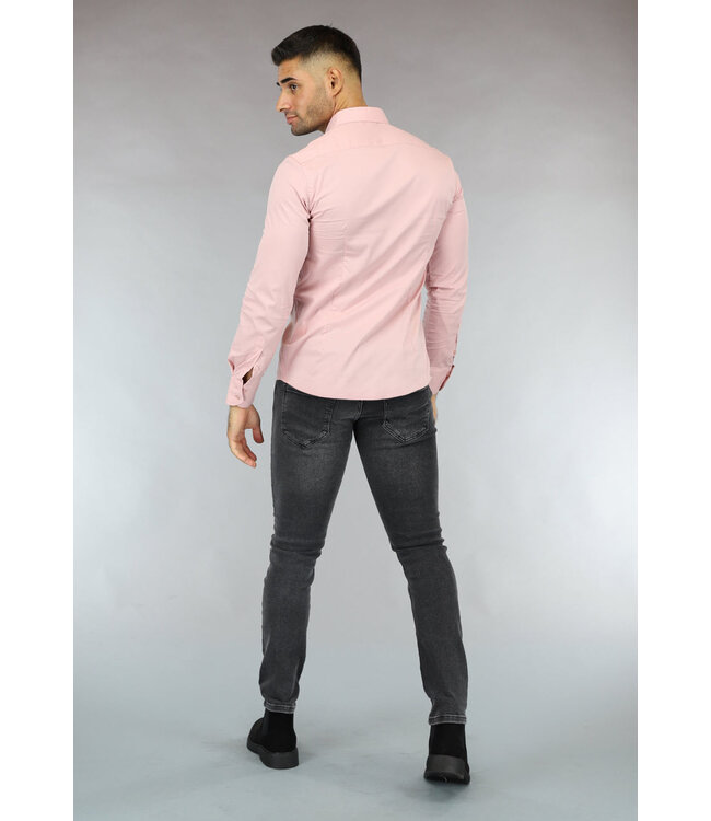 Lichtroze Longsleeve Slim Fit  Heren Overhemd