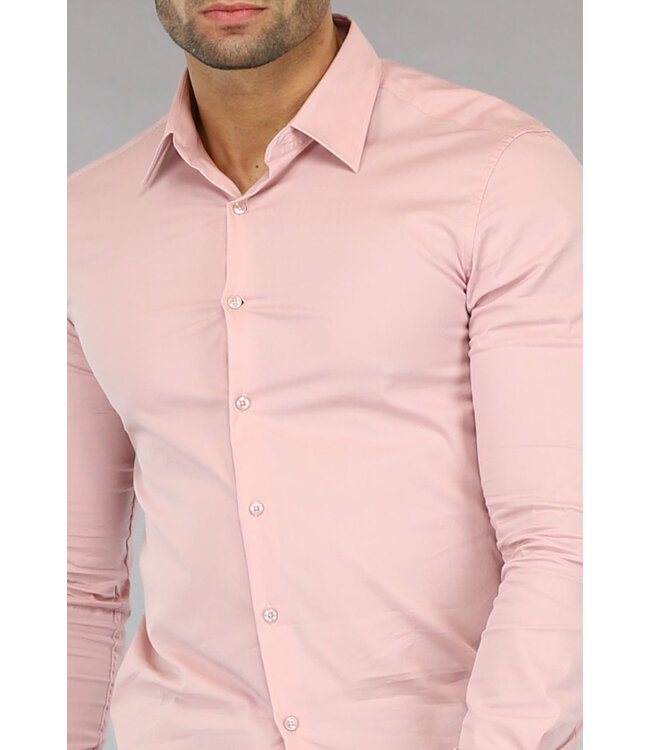 Lichtroze Longsleeve Slim Fit  Heren Overhemd