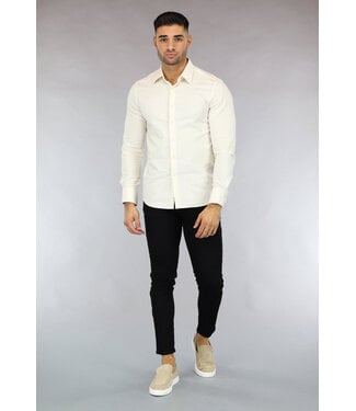 Beige Casual Slim Fit  Heren Overhemd