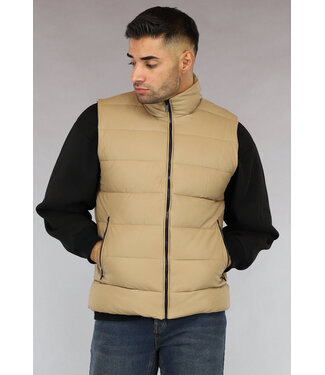 NEW0610 Camel Lederlook Bodywarmer voor Heren