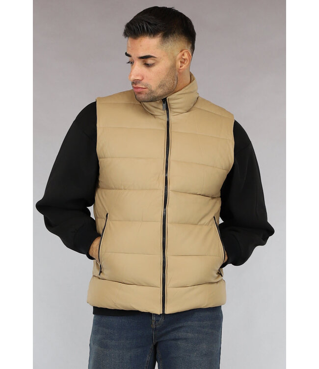 Camel Lederlook Bodywarmer voor Heren