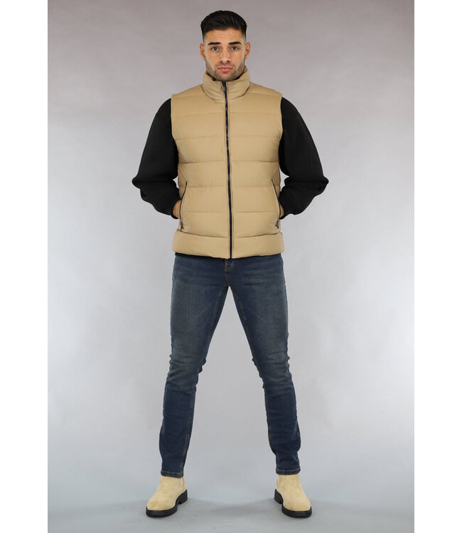 NEW0610 Camel Lederlook Bodywarmer voor Heren