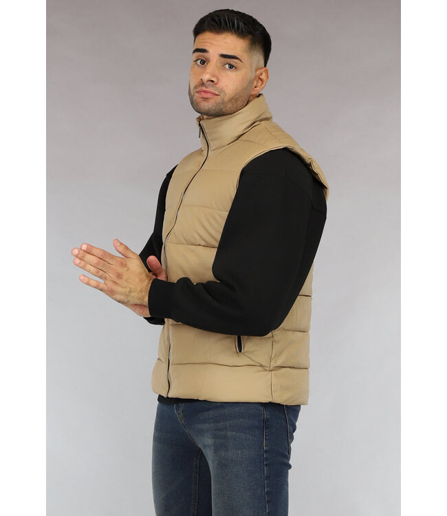 NEW0610 Camel Lederlook Bodywarmer voor Heren