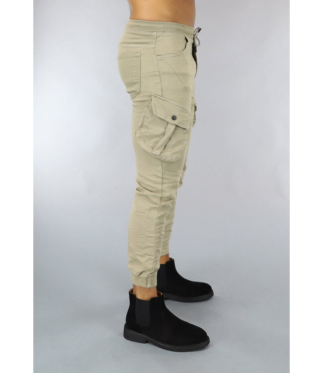 NEW0610 Khaki Heren Stretch Cargo Broek